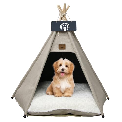 Vinnypet Tipi Zelt fur Katzen und Hunde Haustierzelte Häuser mit Plüschkissen Luxery Hundezelt Katzenzelt Abnehmbar und Waschbar Katzenhaus Haustierhäuser 40x40x50cm von Vinnypet