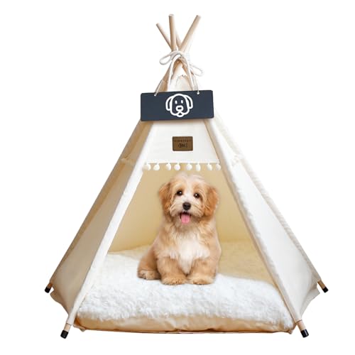 Vinnypet Tipi Zelt fur Katzen und Hunde Haustierzelte Häuser mit Plüschkissen Luxery Hundezelt Katzenzelt Abnehmbar und Waschbar Katzenhaus Haustierhäuser 40x40x50cm von Vinnypet