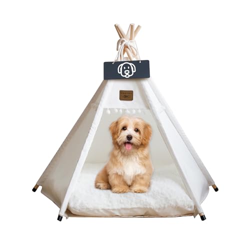 Vinnypet Tipi Zelt fur Katzen und Hunde Haustierzelte Häuser mit Plüschkissen Luxery Hundezelt Katzenzelt Abnehmbar und Waschbar Katzenhaus Haustierhäuser 40x40x50cm von Vinnypet