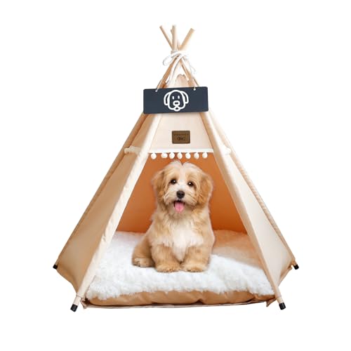 Vinnypet Tipi Zelt fur Katzen und Hunde Haustierzelte Häuser mit Plüschkissen Luxery Hundezelt Katzenzelt Abnehmbar und Waschbar Katzenhaus Haustierhäuser 40x40x50cm von Vinnypet