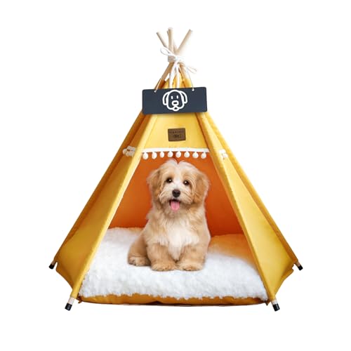 Vinnypet Tipi Zelt fur Katzen und Hunde Haustierzelte Häuser mit Plüschkissen Luxery Hundezelt Katzenzelt Abnehmbar und Waschbar Katzenhaus Haustierhäuser 40x40x50cm von Vinnypet