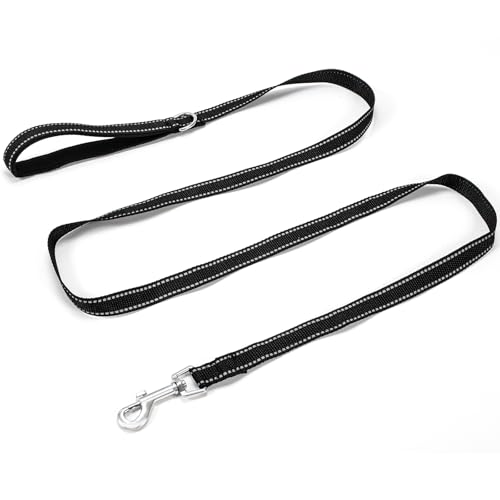 Hundeleine Große Hunde Mittelgroße Hunde,Biothane Schleppleine für Kleine Hunde,Reflective Dog Leash with Soft Padded Handle (Black, 1.8 m x 2.0 cm (1er Pack)) von Vinuwu