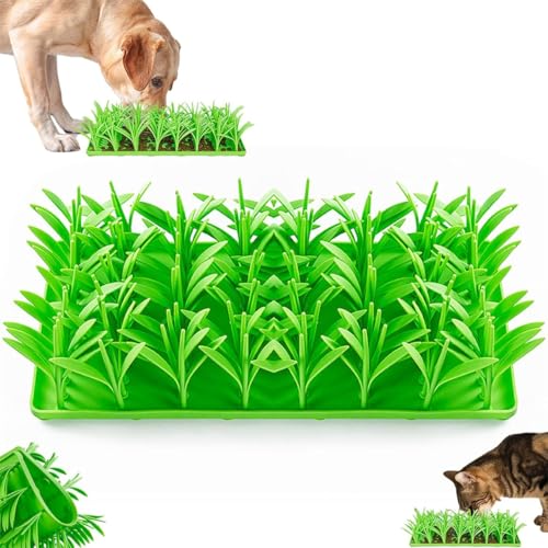 Silikon-Grasmatte für Katzen, grünes Gras, Silikon, Slow Food-Matte, Silikon-Gras-Matte, Katzengrasmatte für Innenkatzen, Silikon, Katzen- und Hundegrasfuttermatte, einfach zu befüllen, von Vinxan