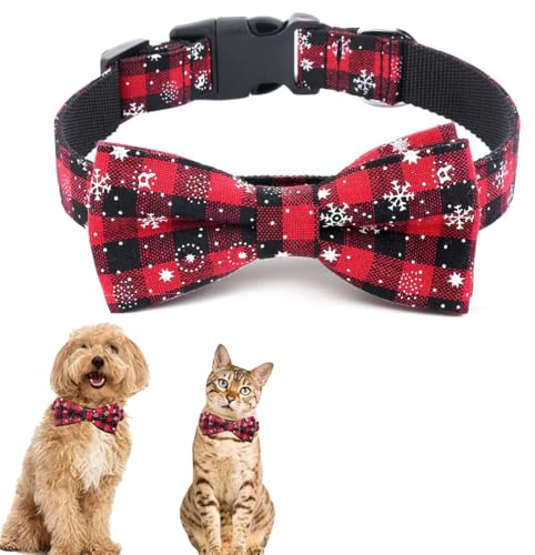 Viojrlly Weihnachten Halsband Hund Katze, Halstuch Hund Hundehalsband Abnehmbar Schleife, Weihnachten Verstellbar Katzen Weihnachten Fliege,Weihnachtsmann, Haustier Halstuch Weihnachtskostüm, S (B) von Viojrlly