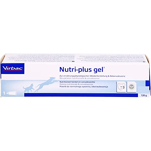 Virbac Nutri-Plus Gel | 120 g | Ergänzungsfuttermittel für Hunde und Katzen zur Nahrungsergänzung und Rekonvaleszenz | Appetitanregender, hoch konzentrierter Energieträger von Virbac