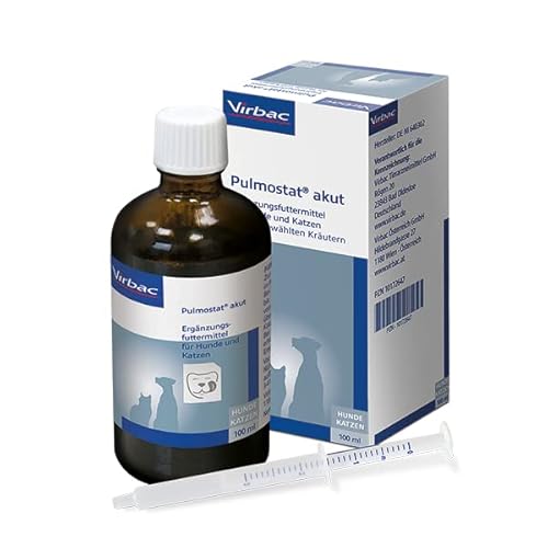 Virbac Pulmostat Akut | 100 ml | Rein pflanzlicher Hustensaft für Hunde und Katzen | Mit Brunnenkresse, Spitzwegerich, Süßholzwurzel, Quebrachowurzelextrakt, Islandmoos und Efeu von Virbac