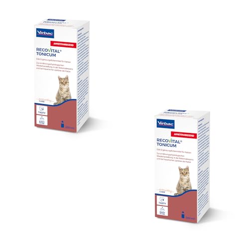 Virbac RecoVital Tonicum Katze | Doppelpack | 2 x 280 ml | Flüssiges Diät-Ergänzungsfuttermittel für Katzen | Zur ernährungsphysiologischen Wiederherstellung und in der Rekonvaleszenz von Virbac