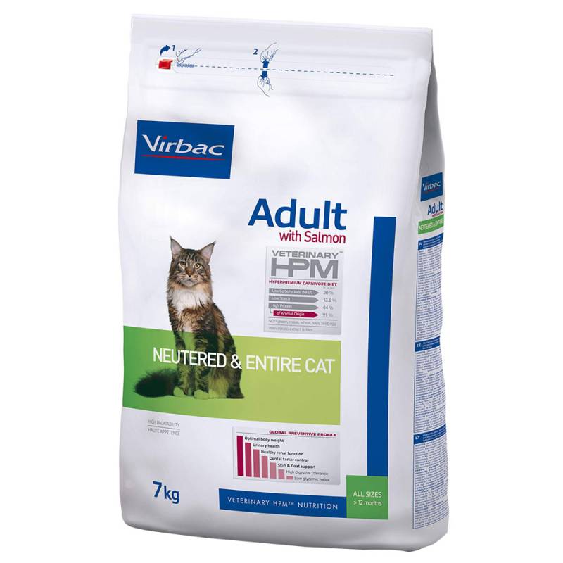 Virbac Veterinary HPM Adult Lachs Neutered & Entire Cat - Sparpaket: 2 x 7 kg von Virbac