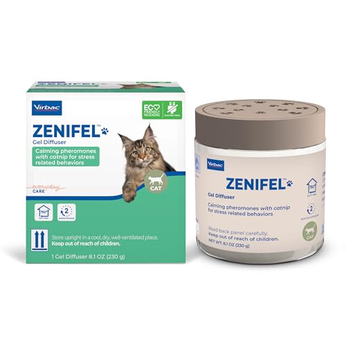 Virbac Zenifel Gel-Diffusor zur Bewältigung von stressbedingtem Verhalten bei Kätzchen und Katzen, kein Strom erforderlich, hält bis zu 2 Monate, 1 Diffusor von Virbac