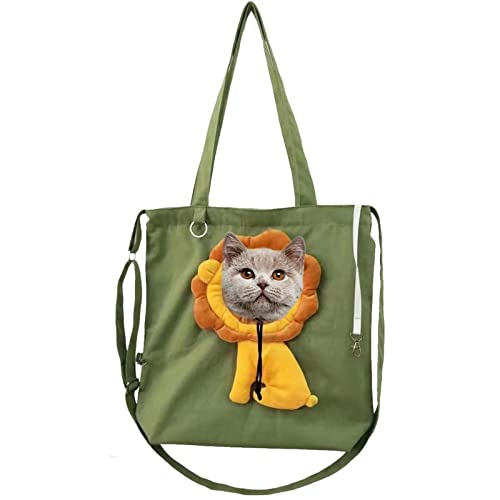 Virtcooy Katzen-Träger-Segeltuch-Tasche - Löwenförmige Haustier- -Umhängetasche | Pet Can Umhängetasche Katzentragetasche, Haustiertragetasche mit elastischer Kordel von Virtcooy
