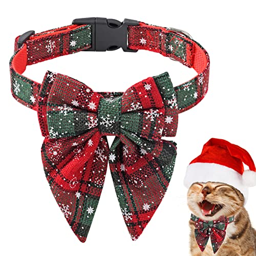 Virtcooy Weihnachts-Hundehalsband – karierte Halsbänder für Katzen mit Weihnachtsschnalle mit D-Rin – Halsband für kleine mittelgroße und große Hunde als Urlaubsgeschenk, weiches Weihnachtsgeschenk von Virtcooy