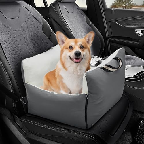 Virylon Hundeautositze für kleine Hunde, tragbar, abnehmbar, waschbar, Hundeerhöhung für Auto mit Sicherheitsgurt für kleine Haustiere bis zu 11,3 kg (Dunkelgrau) von Virylon