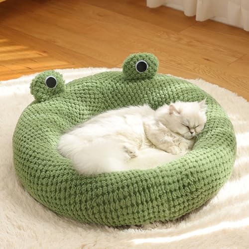 Haustiernest Kleine Frosch Serie Grün Katzennest Warm Schmutzabweisend Hundenest Herbst und Winter Hausnest Halb geschlossenes Katzennest (M,style1) von VisLarsc