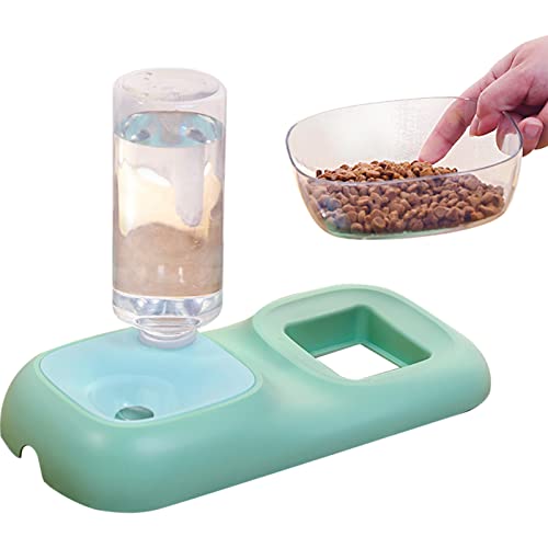 Hundefutterspender,2-in-1 automatischer Wassernapfspender für Katzen - Verschleißfester automatischer Wasserflaschennapf, abnehmbares Katzen-Nass- und Trockenfutternapf-Set für kleine Visiblurry von Visiblurry
