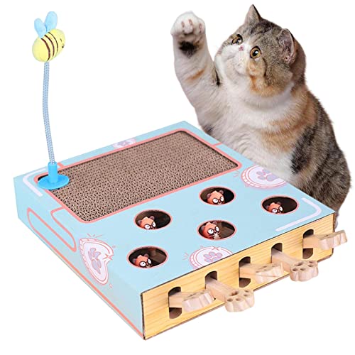 Katzenkratzer Kitty, Spielzeug aus Wellpappe, interaktiver Kratzbaum, Katzenspielzeug, Katzenkratzpad mit Fangmäusespiel und lustigem Katzenstab, stimulierendes freihändiges Katzenspielzeug von Visiblurry