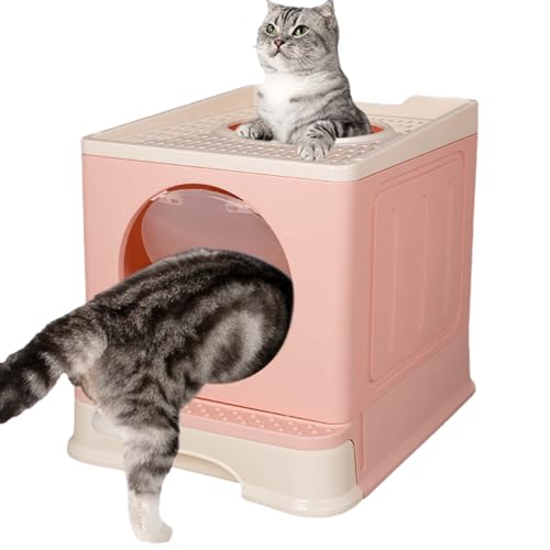 Katzentoilette mit Zugang von Oben - Geschlossene Katzentoilette mit Spritzschutz für Katzen,Faltbare Katzentoilette, leicht zu reinigen, Katzentöpfchen für kleine, mittelgroße und große Visiblurry von Visiblurry