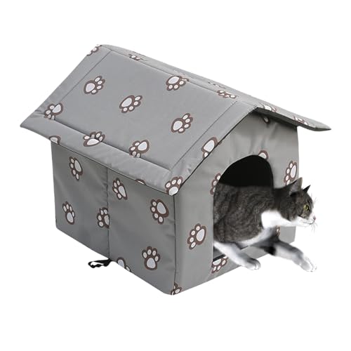 Visiblurry Katzenhaus für den Außenbereich, isoliertes Feral-Katzenhaus mit Tür, Haustierhaus für kaltes Wetter für Streuner und Wildtiere von Visiblurry