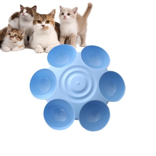 Visiblurry Katzennäpfe | 6-Meal-Fressnapf für Kätzchen, Blumenform, Multi-Katzen-Futterspender, Katzenfutter, Wassernäpfe, rutschfest, Lebensmittelqualität, Haustier-Futternapf für mehrere Katzen im von Visiblurry