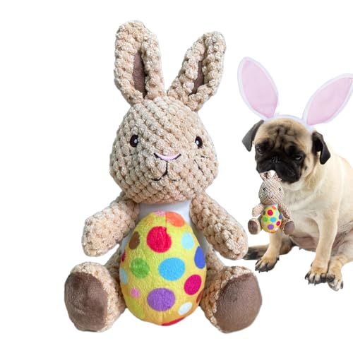 Visiblurry Quietschendes Tier-Hundespielzeug | Plüsch-Osterhase Kauspielzeug für Welpen – Quietschendes Kauspielzeug, verschleißfestes interaktives Welpenspielzeug für kleine Hunde Welpen von Visiblurry