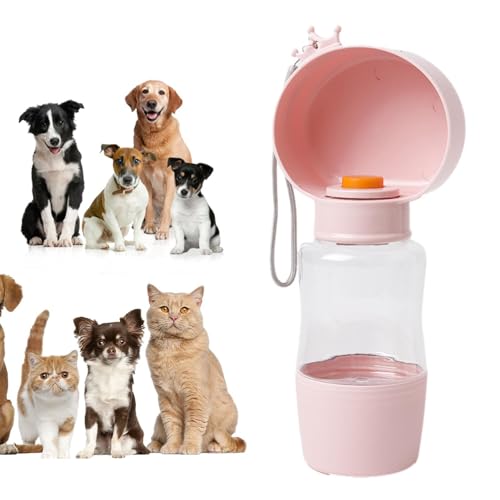 Visiblurry Tragbare Hundewasserflasche - 400 ml Outdoor-Wasserflasche und Futterbehälter für Hunde,Outdoor-Futterspender für Reisen, Spaziergänge, Picknicken, Camping, Wandern von Visiblurry