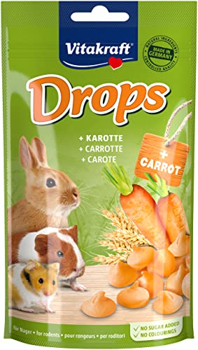 Vitakraft Drops, Leckerlis für Hasen und Hamster, mit Karotte, ideal zum Verwöhnen, ohne Zusatz von Zucker (1x 75g) von Vitakraft