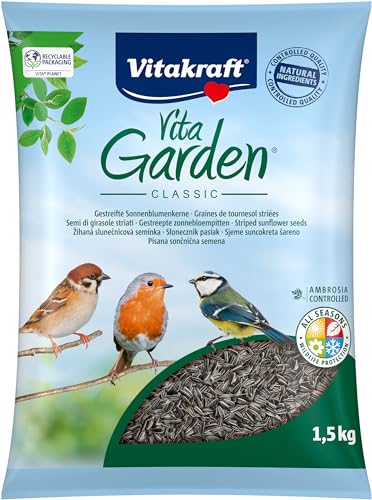 VITAKRAFT - Vita Garden – Komplettfutter für Vögel im Freien – Sonnenblumenkerne gestreift – Format 1,5 kg von Vitakraft