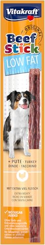 Vitakraft Beef Stick, Low Fat, Hundeleckerli für Hunde mit Gewichtsproblemen, mit magerem Putenfleisch, mit reduziertem Fettanteil, ohne Zusatz von Zucker (1x 12g) von Vitakraft