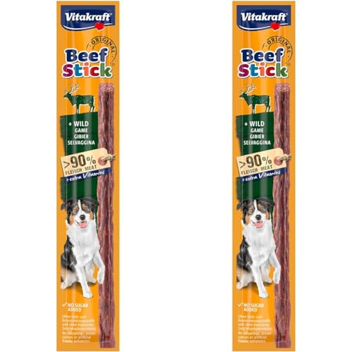 Vitakraft Beef Stick, mit Wild, Fleischstick zum Belohnen, extra hoher Fleischanteil (1x 12g) (Packung mit 2) von Vitakraft