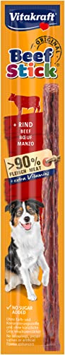 Vitakraft Beef Stick Rind, Hundeleckerli, Fleischsticks mit Rind, mit extra hohem Fleischanteil, zum Verwöhnen und Belohnen, ohne Zusatz von Zucker (1x 12g) von Vitakraft