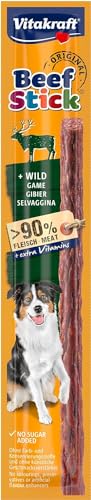 Vitakraft Beef Stick Wild, Hundeleckerli mit Wild, Fleischstick zum Belohnen, extra hoher Fleischanteil, Hundesnack, ohne Zusatz von Zucker (1x 12g) (Packung mit 12) von Vitakraft