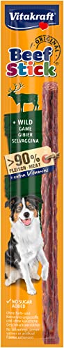 Vitakraft Beef Stick Wild, Hundeleckerli mit Wild, Fleischstick zum Belohnen, extra hoher Fleischanteil, Hundesnack, ohne Zusatz von Zucker (1x 12g) (Packung mit 8) von Vitakraft