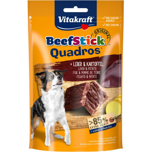 Vitakraft Beefstick Quadros mit Leber & Kartoffel Hundesnack (70 g) 3 Packungen von Vitakraft