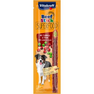 Vitakraft Beefstick Superfood Erbsen mit Cranberry Hundesnack (25 g) 10 Packungen von Vitakraft