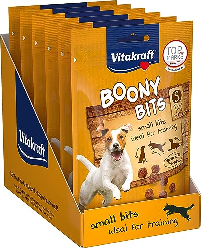 Vitakraft Boony Bits, Hundeleckerli getreidefrei, Trainingssnack, als Belohnung für zwischendurch, für kleine Hunde, im wiederverschließbaren Beutel, ohne Zusatz von Zucker (6x 55g) von Vitakraft