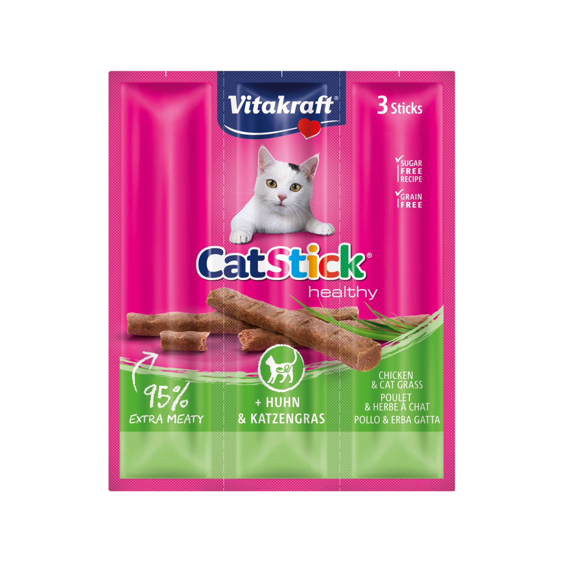 Vitakraft Cat Stick Mini - Huhn & Katzengras - 3 Stück von Vitakraft