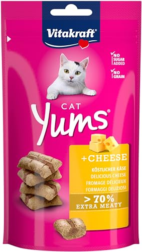 Vitakraft Cat YUMS, Katzensnack, mit Käse, extra fleischig, mit sichtbarer Füllung, im wiederverschließbaren Beutel, ohne Zusatz von Zucker und Getreide (1x 40g) (Packung mit 10) von Vitakraft