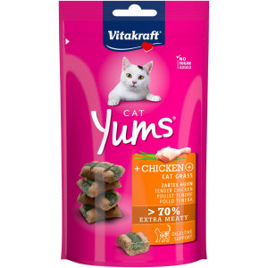 Vitakraft Cat Yums Huhn mit Katzengras Katzenleckerlis (40 g) 2 Packungen von Vitakraft