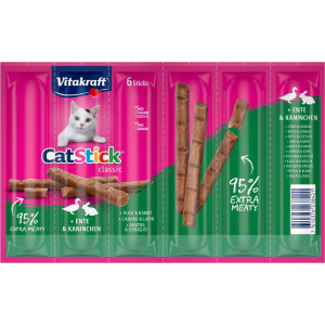 Vitakraft Catstick Classic mit Ente & Kaninchen Katzensnack 10 x 6 Sticks von Vitakraft