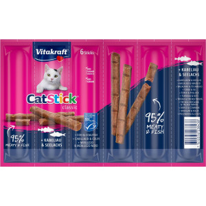 Vitakraft Catstick Classic mit Kabeljau & Seelachs Katzensnack 10 x 6 Sticks von Vitakraft