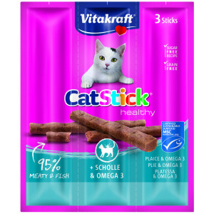 Vitakraft Catstick Healthy Scholle & Omega-3 Katzensnack 10 x 3 Sticks von Vitakraft