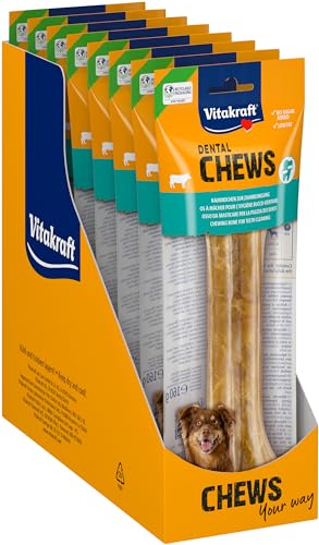 Vitakraft Chews, Hundesnack, 21cm lang, Kauknochen, unterstützt die Zahnpflege und Mundhygiene, aus purer Rinderhaut, für große Hunde, ohne Zusatz von Zucker und Getreide (8x 160g) von Vitakraft