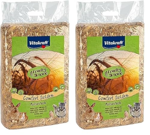 Vitakraft Comfort Golden, Naturstroh für das Nagerheim, biologisch abbaubar, wärmeisoliert (1x 1kg) (Packung mit 2) von Vitakraft