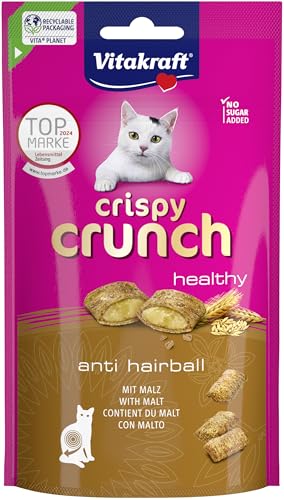 Vitakraft Crispy Crunch, knusprige Snackkissen gefüllt mit Malz, Katzensnack, zur Vorbeugung von Haarballen, ohne Zusatz von Zucker (1x 60g) von Vitakraft