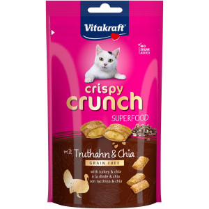 Vitakraft Crispy Crunch Superfood mit Truthahn & Chiasamen Katzenleckerlis (60 g) 2 Packungen von Vitakraft