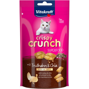 Vitakraft Crispy Crunch Superfood mit Truthahn & Chiasamen Katzenleckerlis (60 g) 8 Packungen von Vitakraft