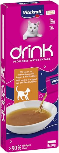 Vitakraft Drink, Katzensnack flüssig, für ausgewogenen Flüssigkeitshaushalt, als Trinkroutine für Katzen, mit Huhngeschmack 1 Packung (5X 30g) von Vitakraft