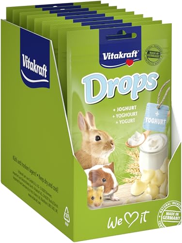 Vitakraft Drops, Leckerlis für Nager, mit Joghurt, Nagersnack, zum Verwöhnen, ohne Zusatz von Zucker (9 x 75 g) von Vitakraft