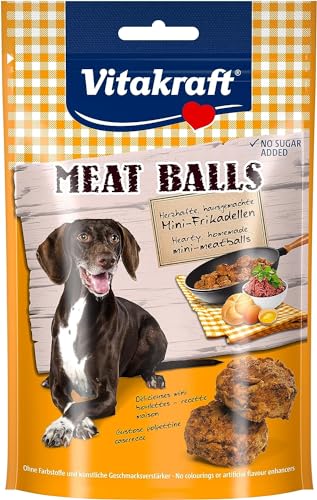 Vitakraft Meat Balls, Mini-Frikadellen, Hundesnack, ideal als Belohnung, ohne Zuckerzusatz (1x 80g) von Vitakraft