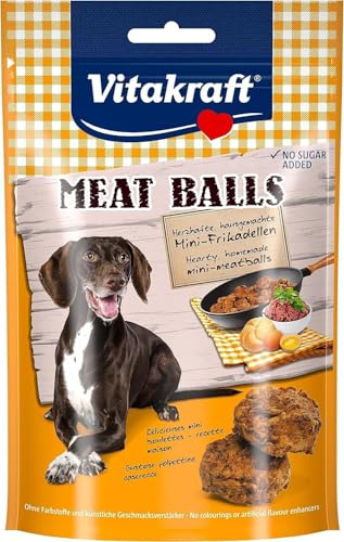 Vitakraft Meat Balls, Hundeleckerli, fleischige Mini Frikadellen, als Belohnung, ohne Zuckerzusatz (1x 80g) von Vitakraft