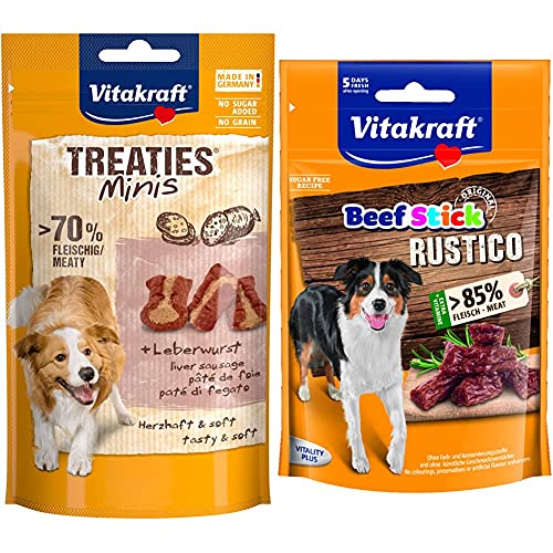 Vitakraft Hundesnack Treaties Minis Leberwurst, 8X 48g & Hundesnack Beef Stick Rustico, 7X 55g von Vitakraft